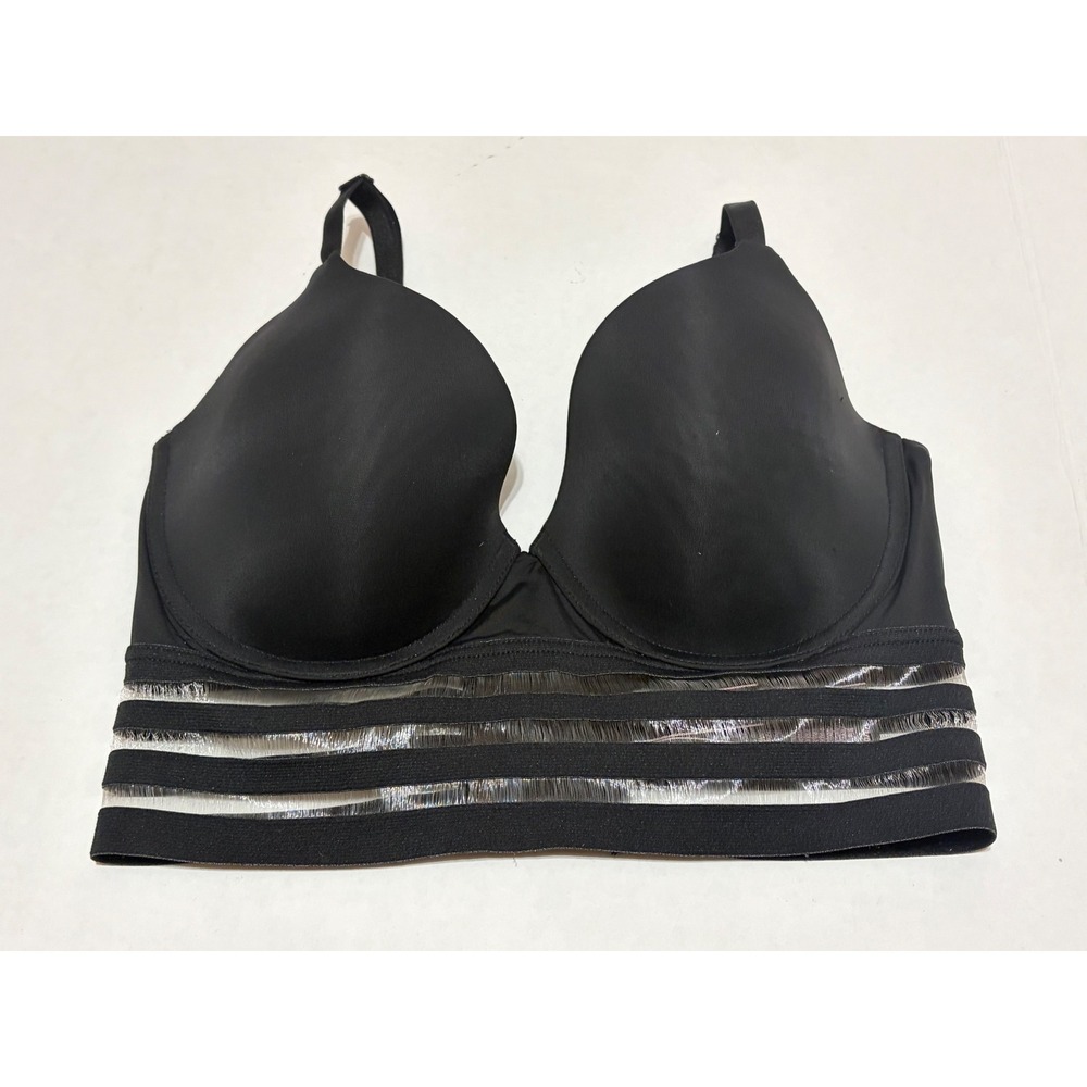 Victoria's Secret Black T-Shirt Lightly Lined Demi Bra Size 32DD Band